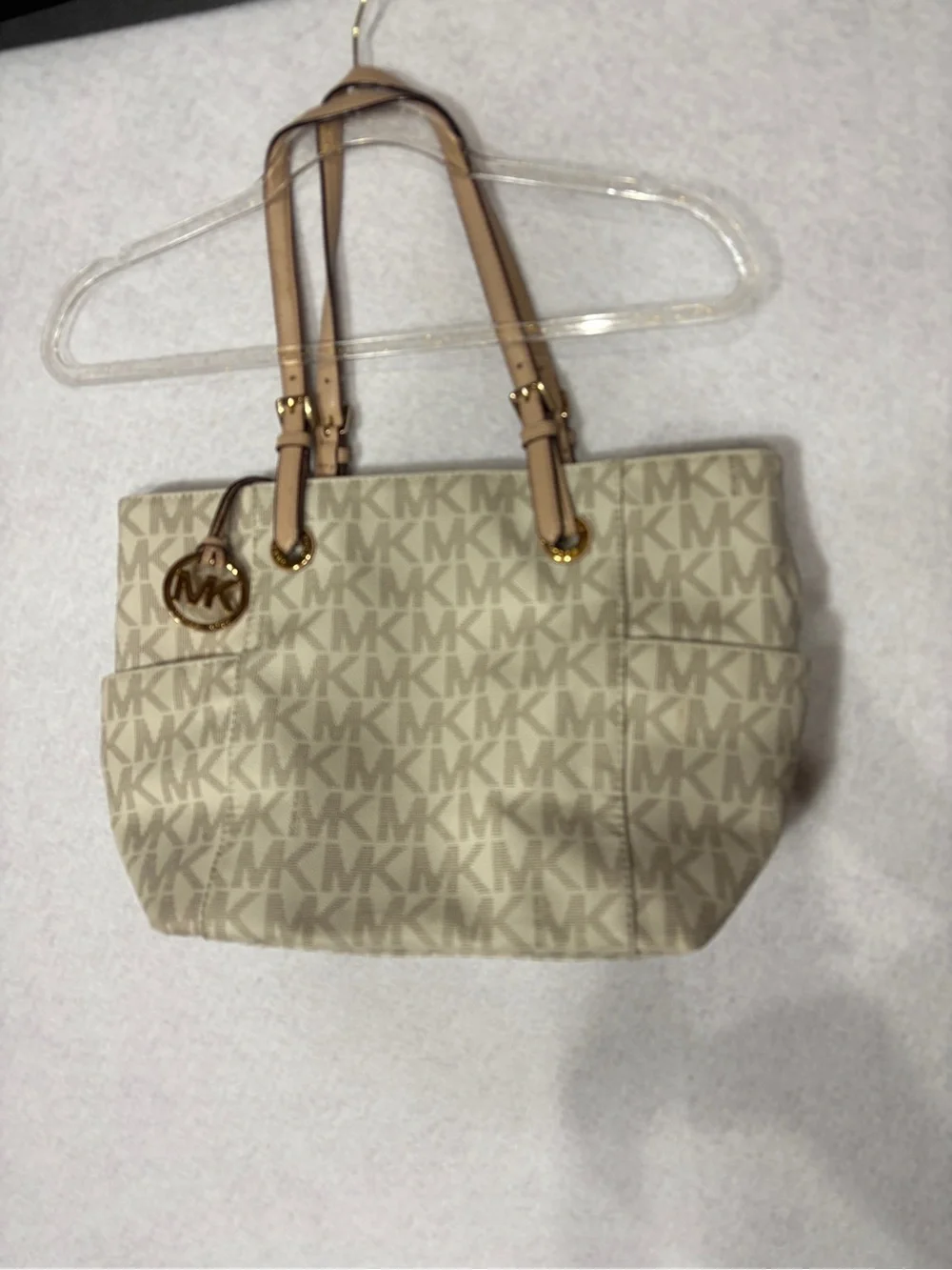 Michael Kors Tan and Cream MK Logo Tote